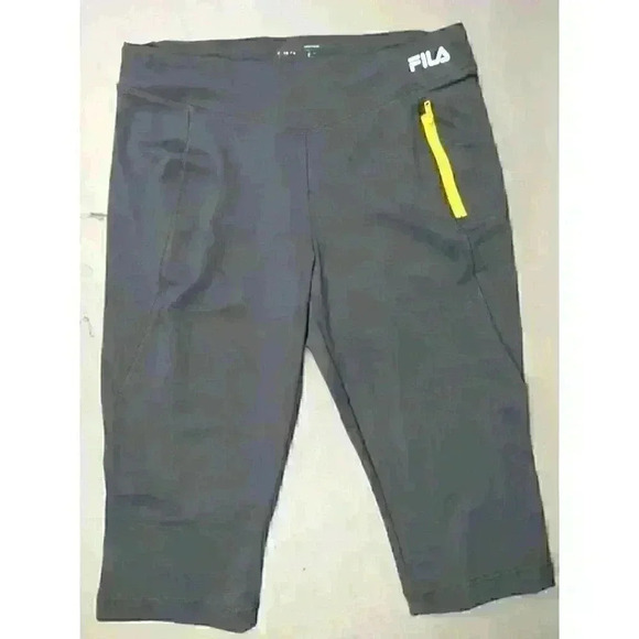 Fila Running Capri Pants Women's Medium Gray Yellow Yoga Activewear Performance - Picture 11 of 11